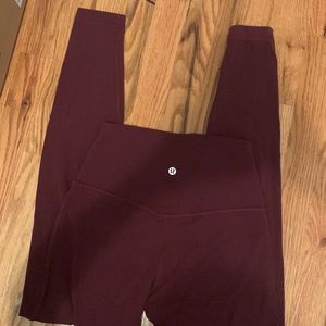 Align Lululemon maroon leggings 28 in